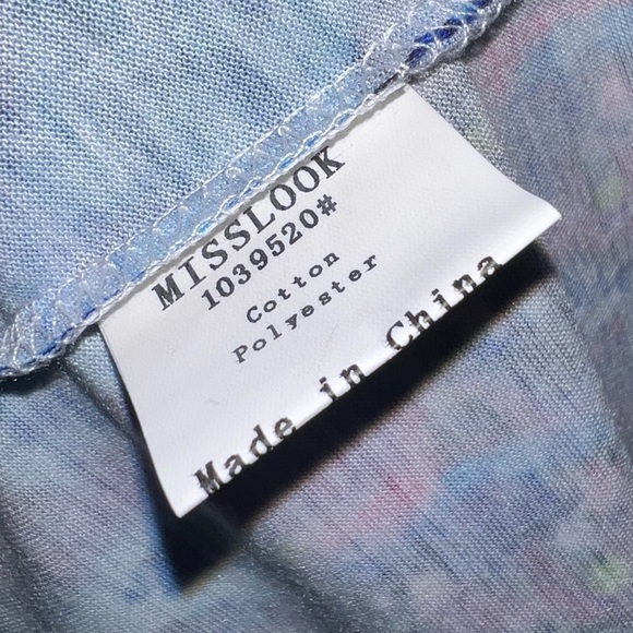 MISSLOOK | COLORFUL PEACOCK FEATHER PRINT SHORT SLEEVE TOP - Picture 6 of 8